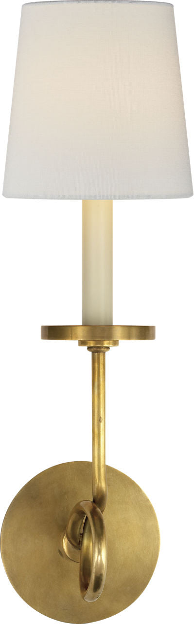 Symmetric Twist Single Sconce | Antique-Burnished Brass | Linen Shade