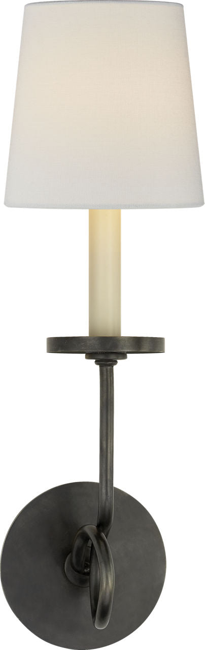 Symmetric Twist Single Sconce | Bronze | Linen Shade