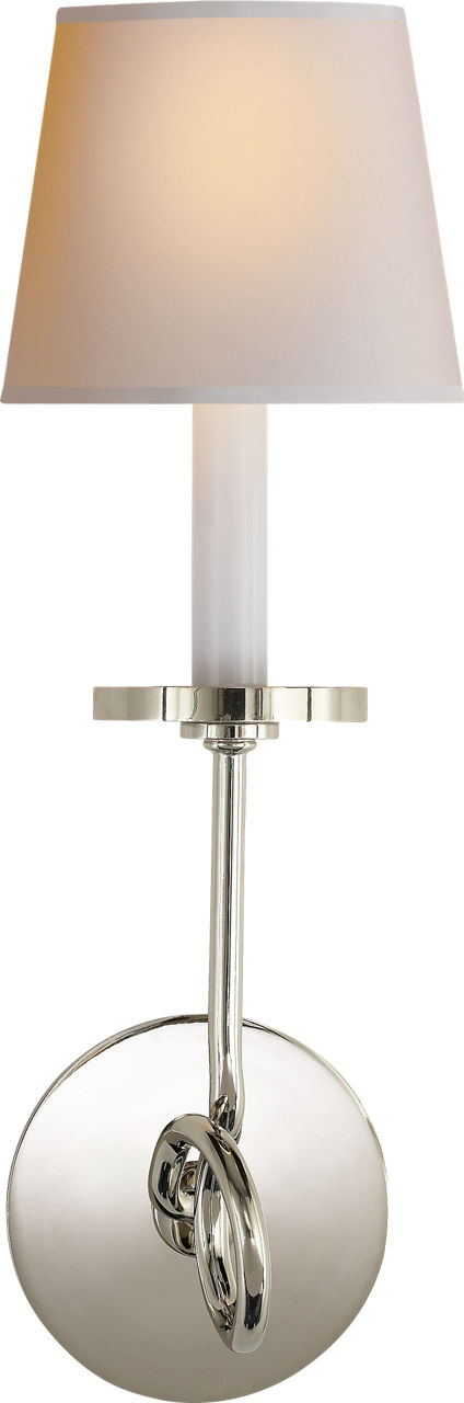 Symmetric Twist Single Sconce | Polished Nickel | Natural Paper Shade