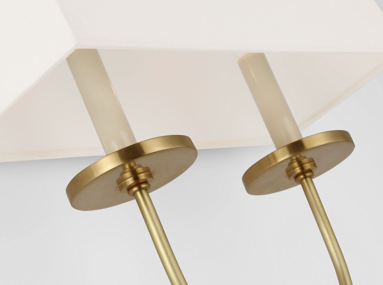 Symmetric Twist Double Sconce | Antique-Burnished Brass | Linen Shade