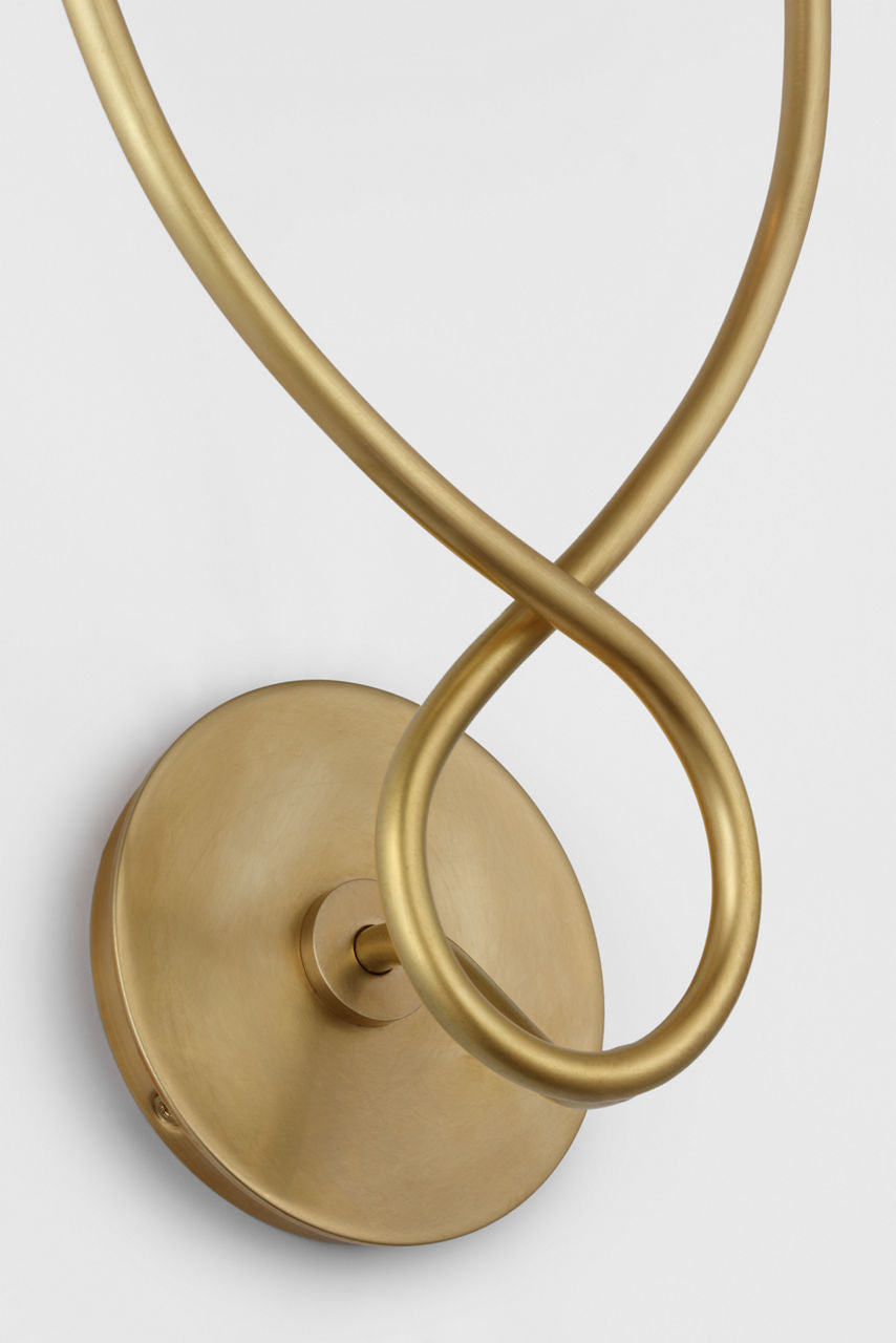 Symmetric Twist Double Sconce | Antique-Burnished Brass | Linen Shade