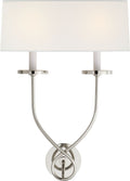 Symmetric Twist Double Sconce | Polished Nickel | Linen Shade