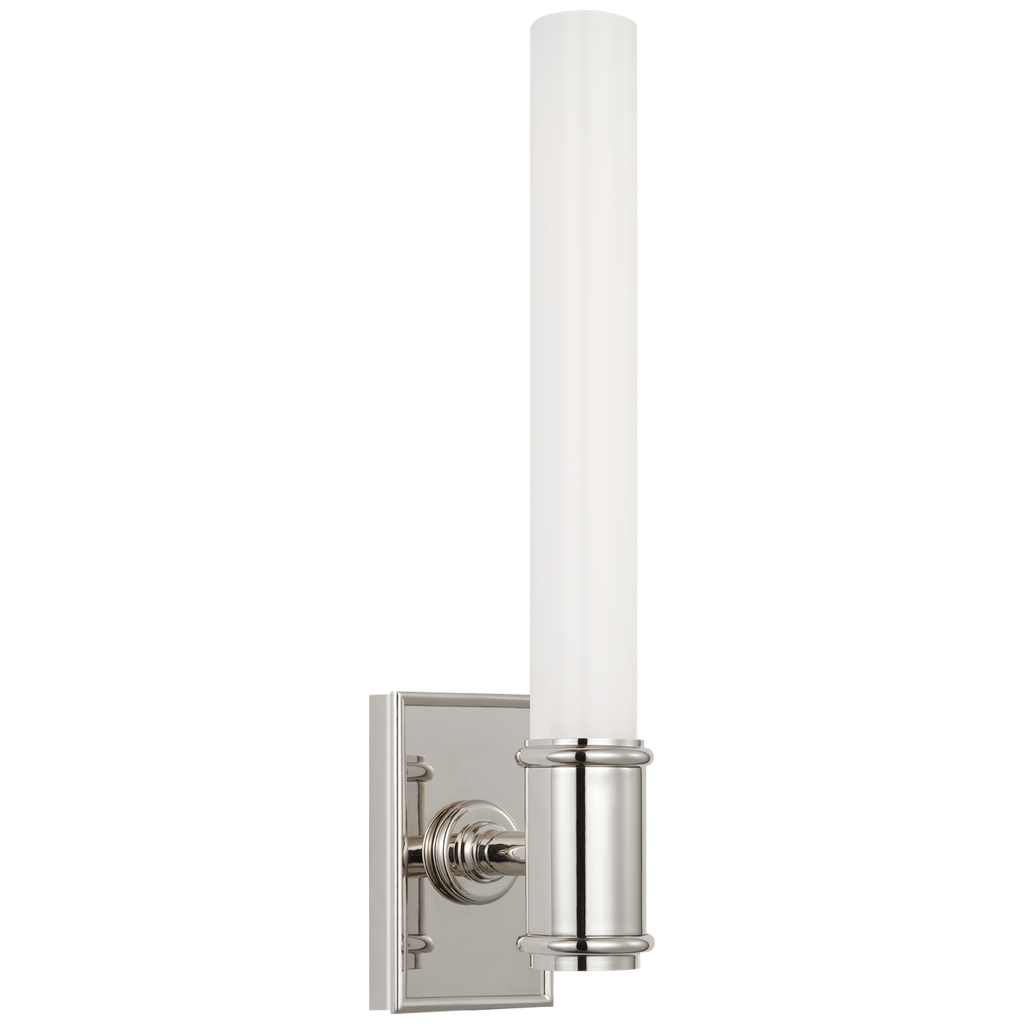Owen 14" Single Bath Light | Polished Nickel | White Glass