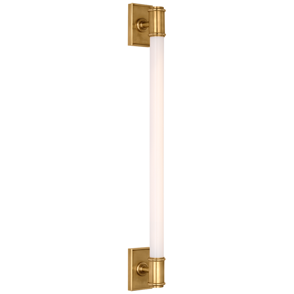 Owen 30" Linear Bath Light | Antique-Burnished Brass | White Glass