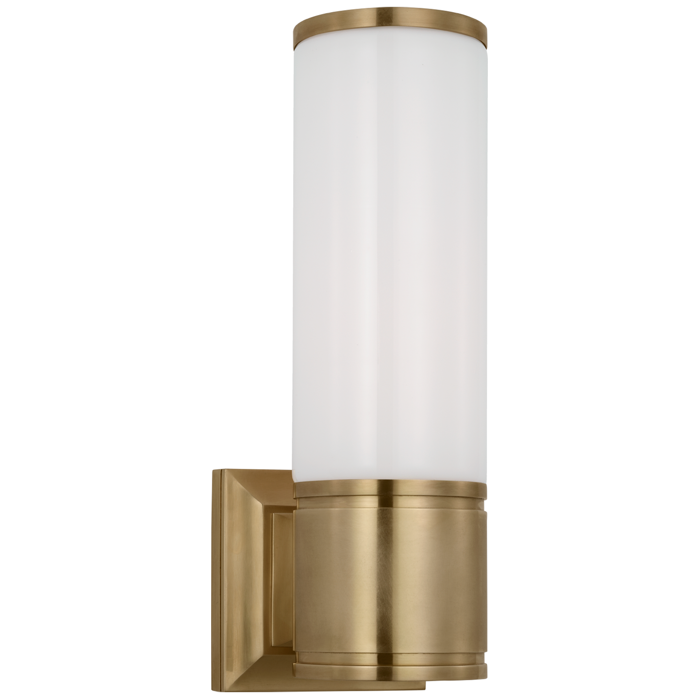 Halford 14" Bath Sconce | Antique-Burnished Brass | White Glass