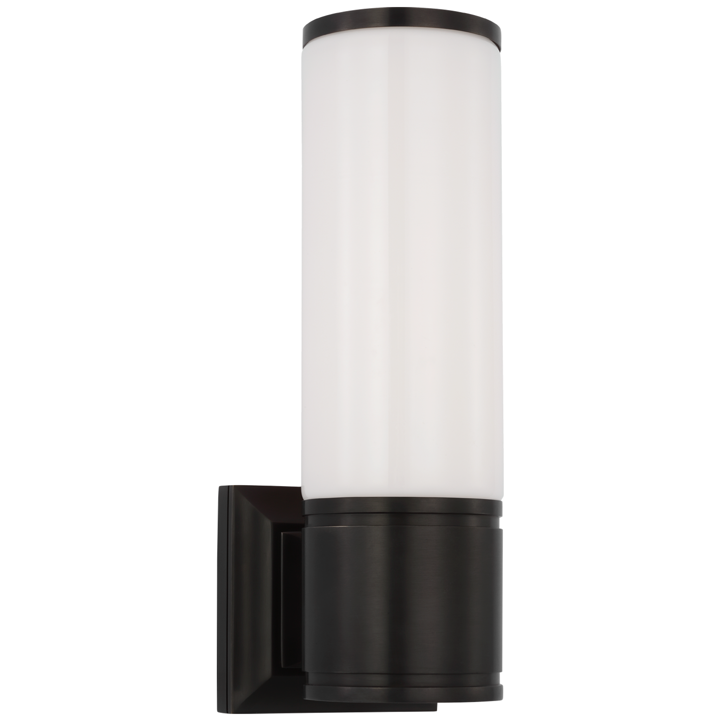 Halford 14" Bath Sconce | Bronze | White Glass