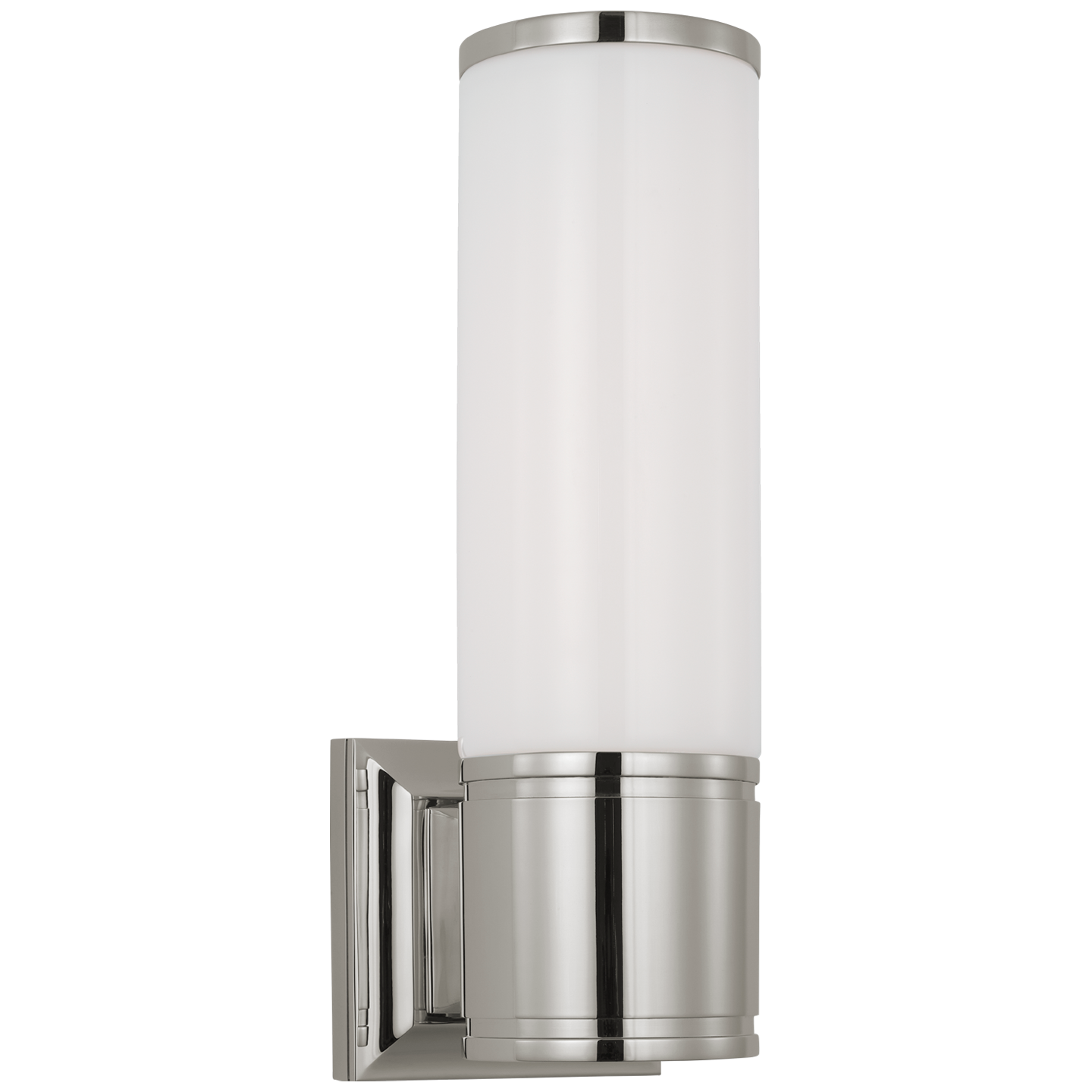 Halford 14" Bath Sconce | Polished Nickel | White Glass