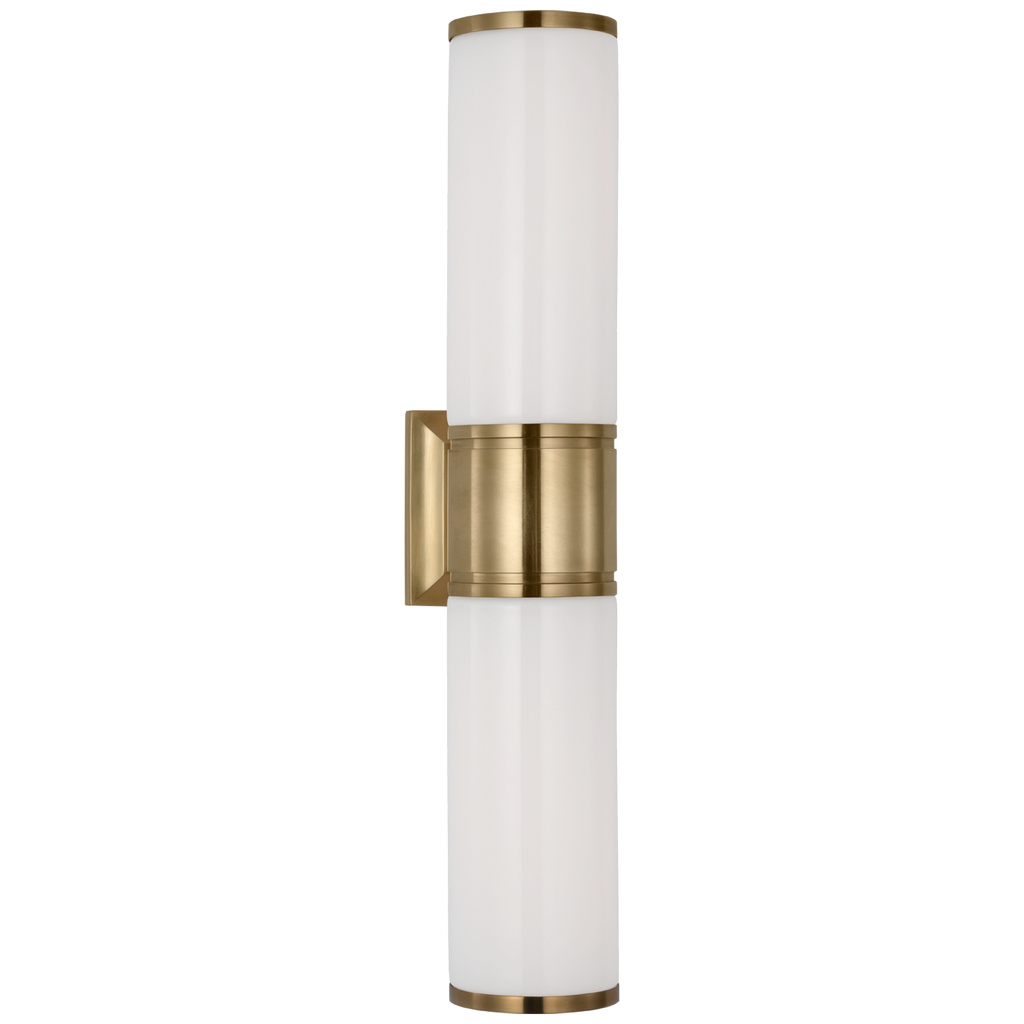 Halford 22" Double Bath Sconce | Antique-Burnished Brass | White Glass