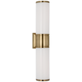 Halford 22" Double Bath Sconce | Antique-Burnished Brass | White Glass