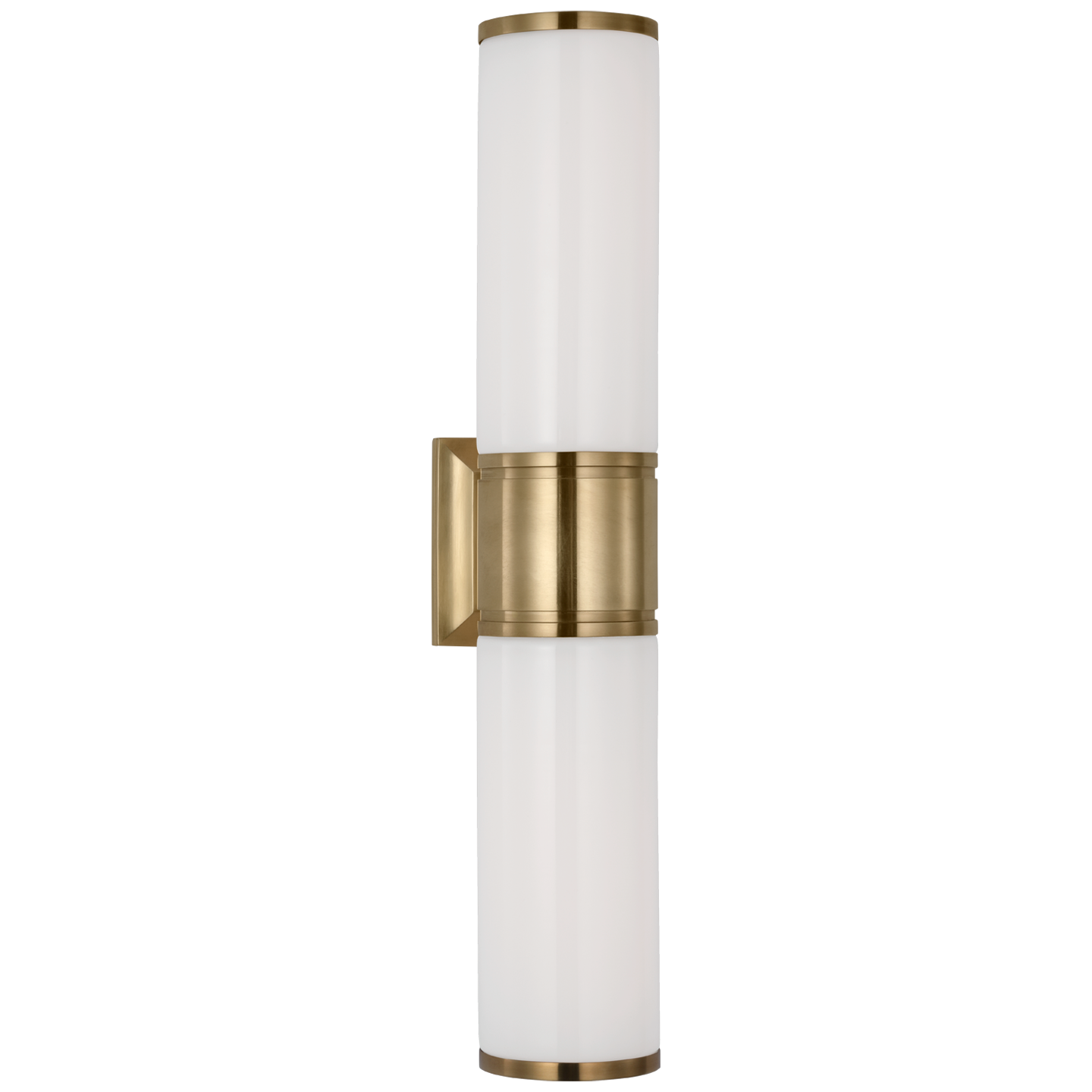 Halford 22" Double Bath Sconce | Antique-Burnished Brass | White Glass