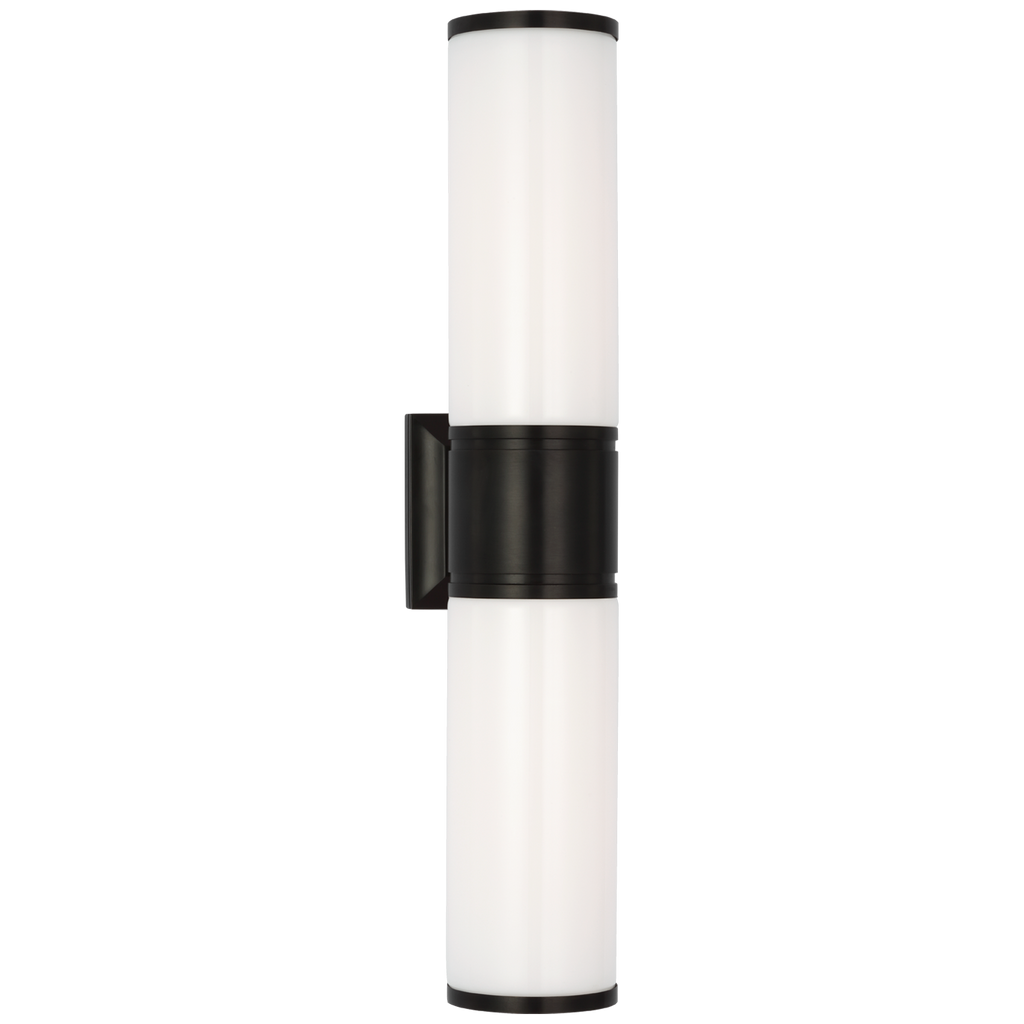 Halford 22" Double Bath Sconce | Bronze | White Glass