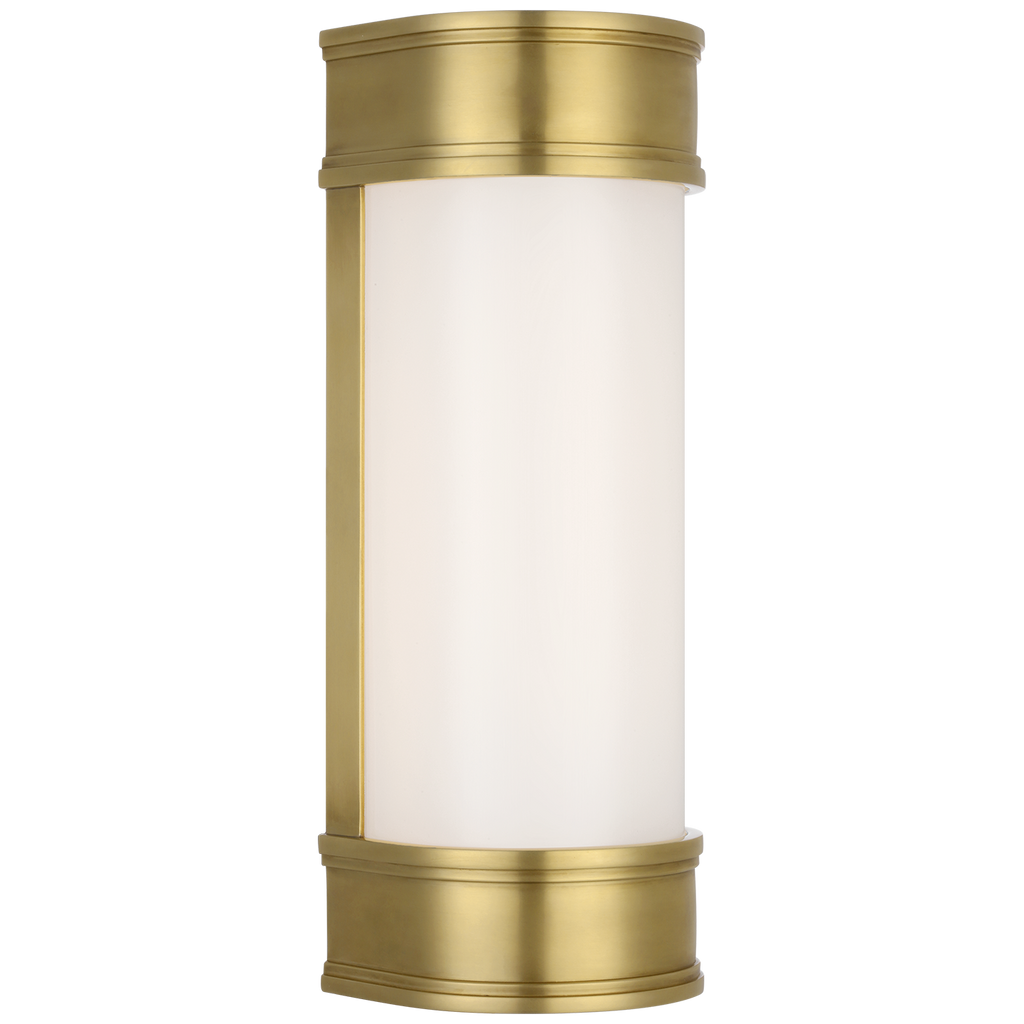 Marden 12" Salon Bath Sconce | Antique-Burnished Brass | White Glass