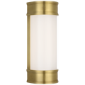 Marden 12" Salon Bath Sconce | Antique-Burnished Brass | White Glass