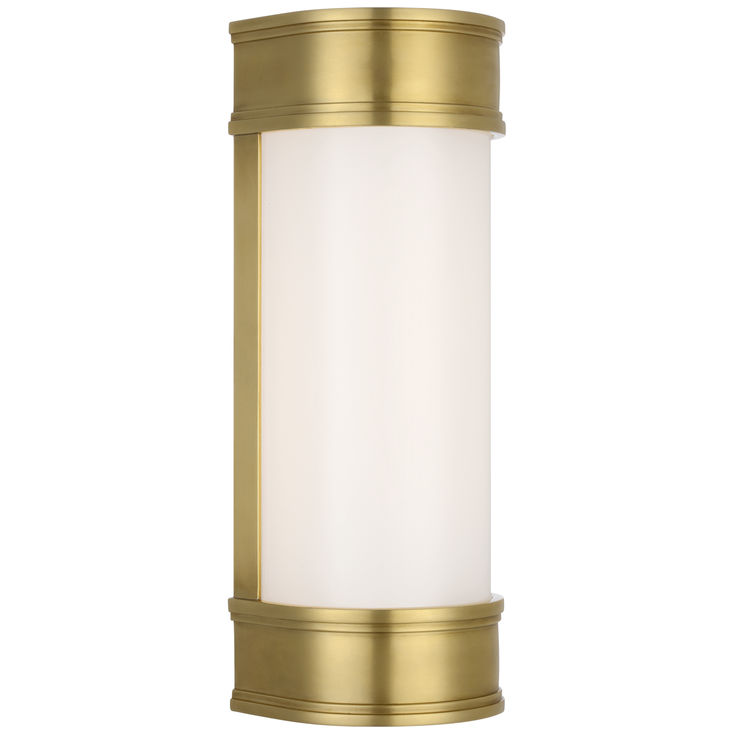 Marden 12" Salon Bath Sconce | Antique-Burnished Brass | White Glass