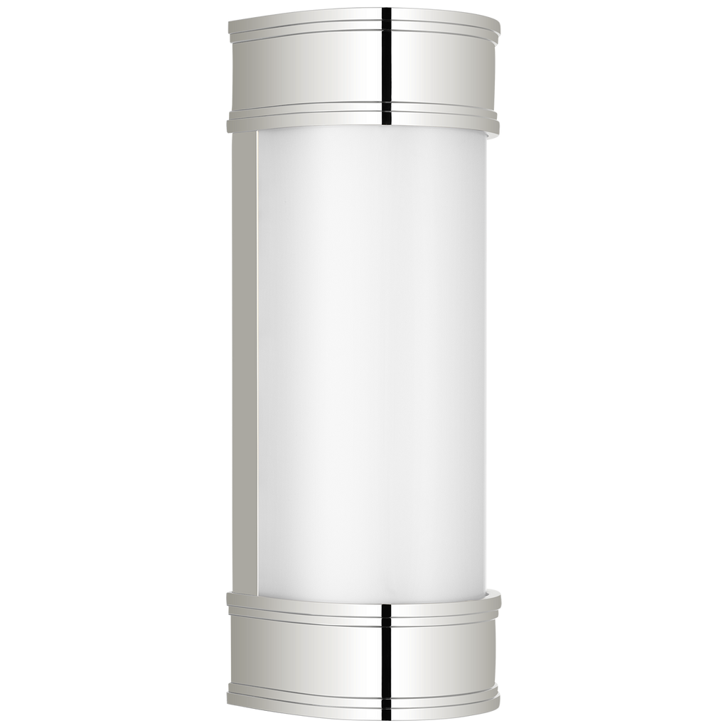 Marden 12" Salon Bath Sconce | Polished Nickel | White Glass