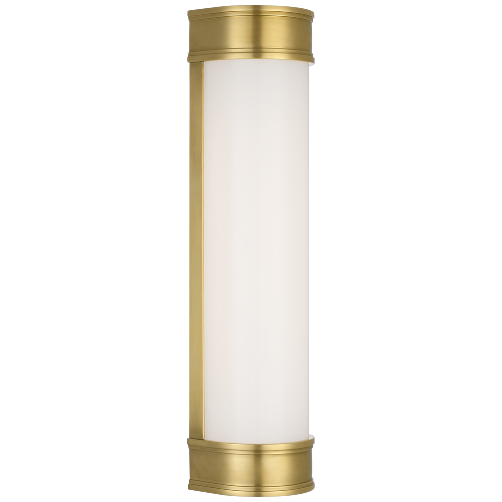 Marden 18" Salon Bath Sconce | Antique-Burnished Brass | White Glass