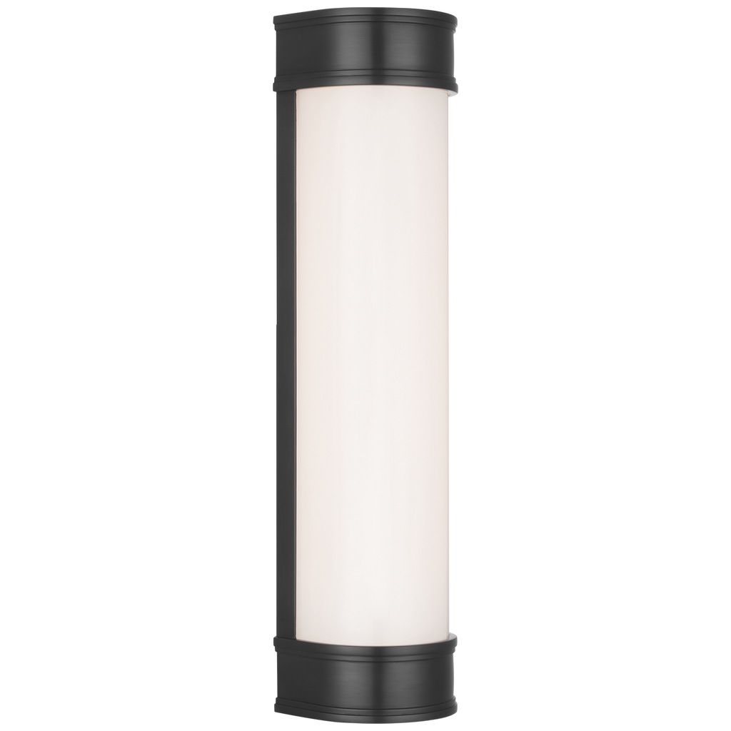 Marden 18" Salon Bath Sconce | Bronze | White Glass