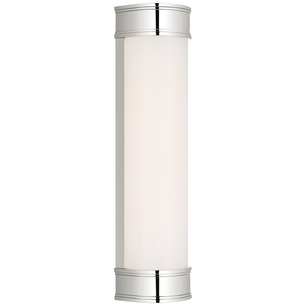 Marden 18" Salon Bath Sconce | Polished Nickel | White Glass
