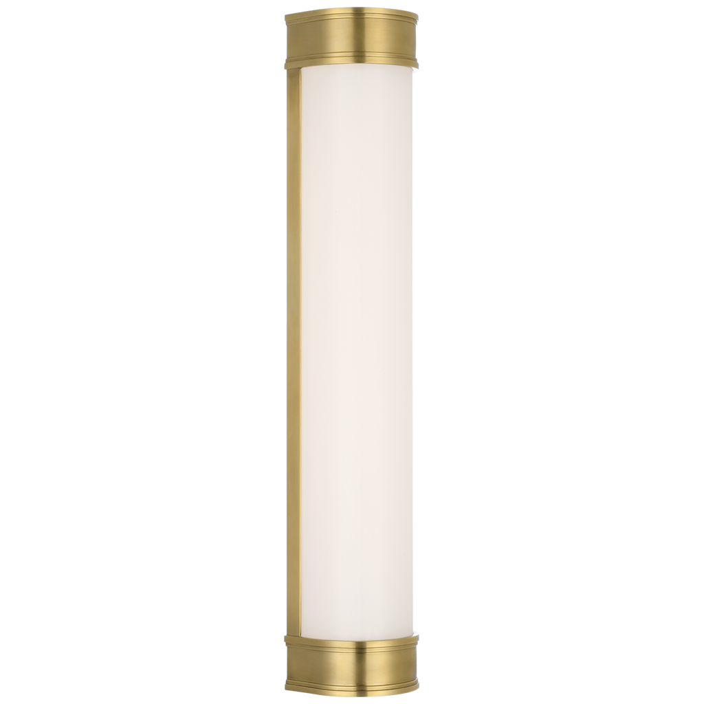 Marden 24" Salon Bath Sconce | Antique-Burnished Brass | White Glass