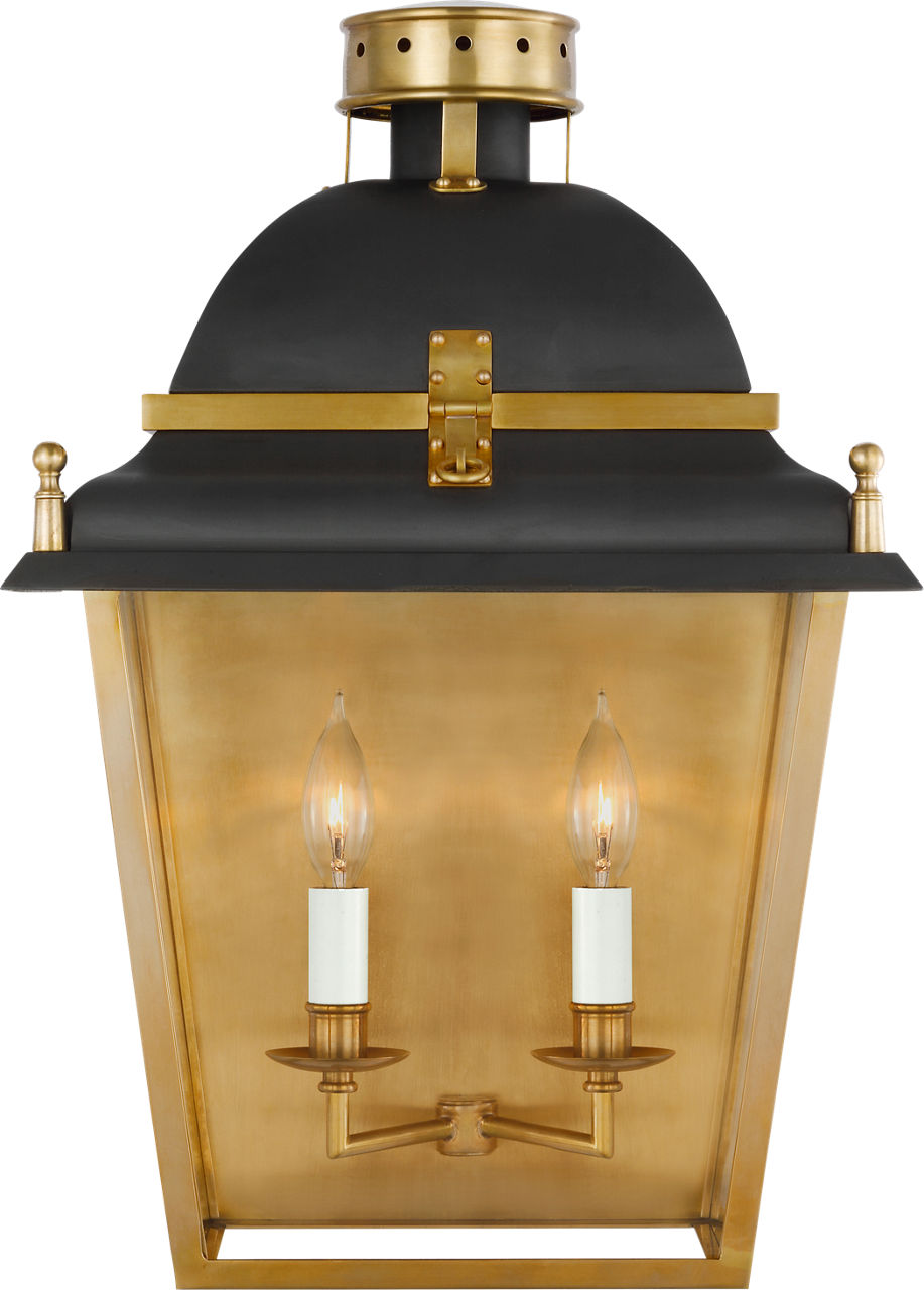 Coventry Large Wall Lantern | Black and Antique-Burnished Brass