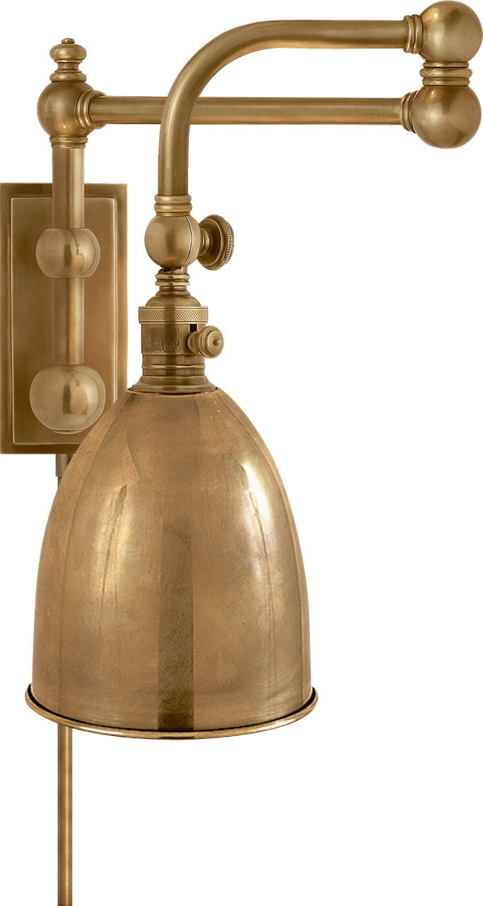 Pimlico Double Swing Arm | Antique-Burnished Brass | Antique-Burnished Brass Shade