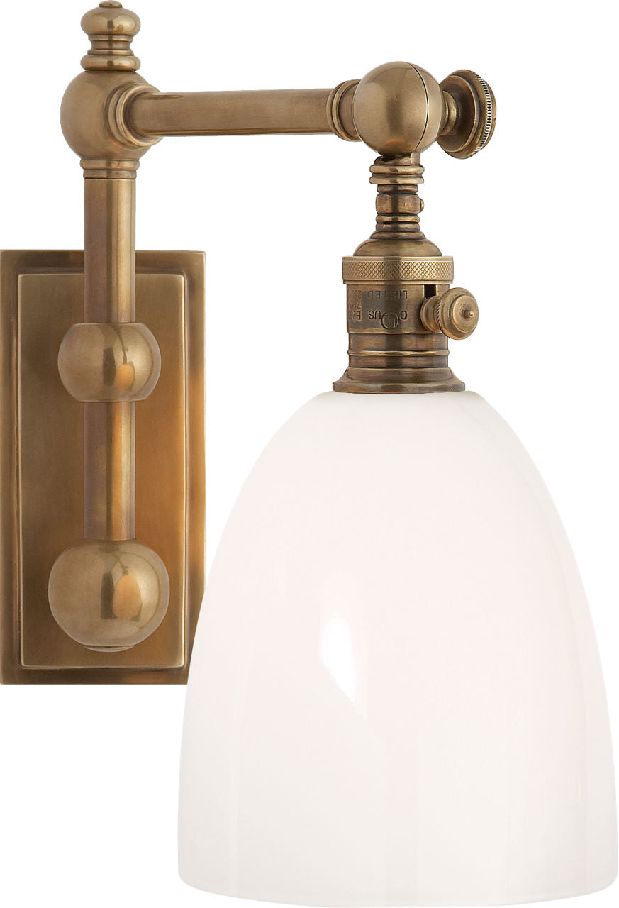 Pimlico Single Light | Antique-Burnished Brass | White Glass