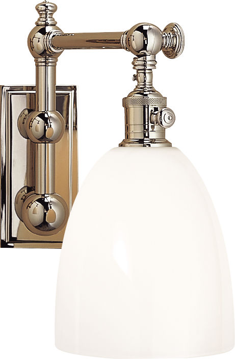 Pimlico Single Light | Polished Nickel | White Glass