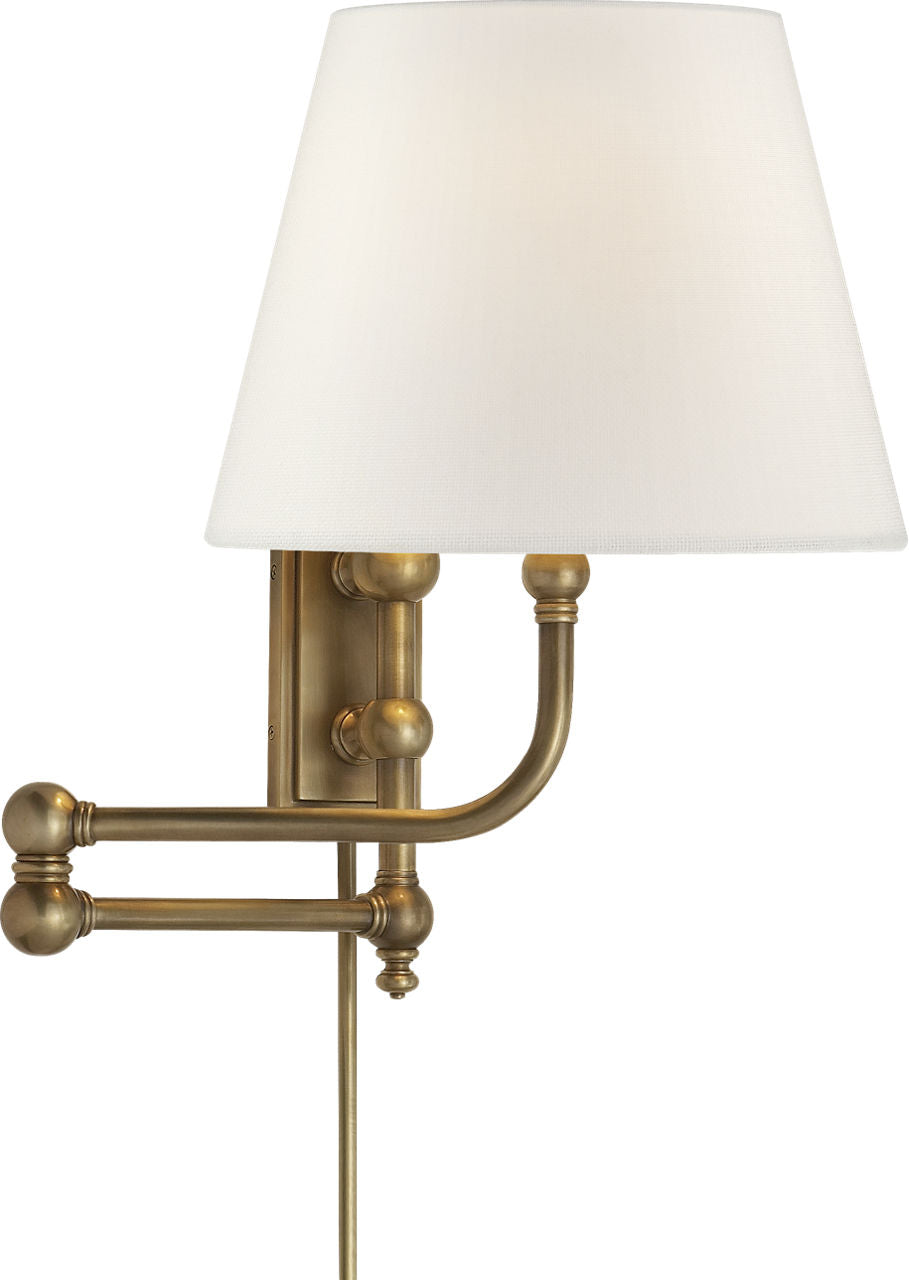 Pimlico Swing Arm | Antique-Burnished Brass | Linen Shade