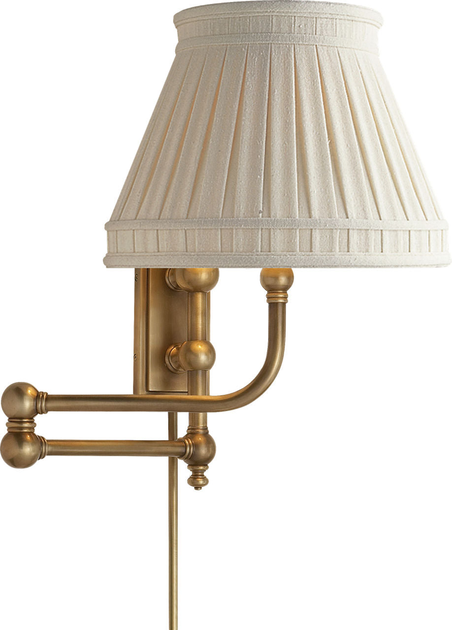 Pimlico Swing Arm | Antique-Burnished Brass | Linen Collar Shade