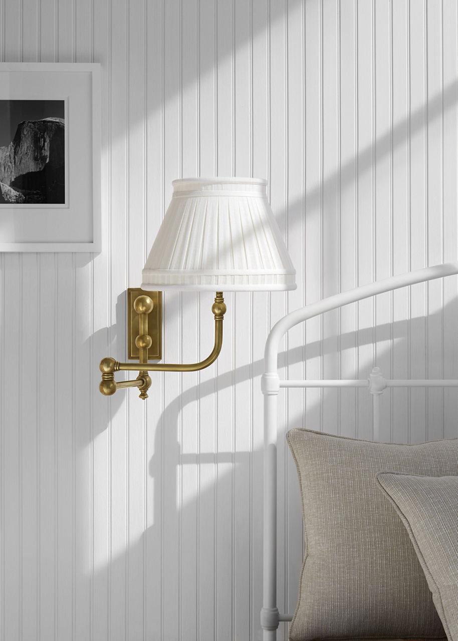 Pimlico Swing Arm | Antique-Burnished Brass | Linen Collar Shade