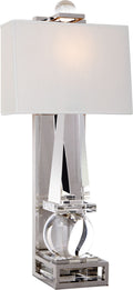 Paladin Tall Obelisk Sconce | Crystal and Polished Nickel | Natural Percale Shade