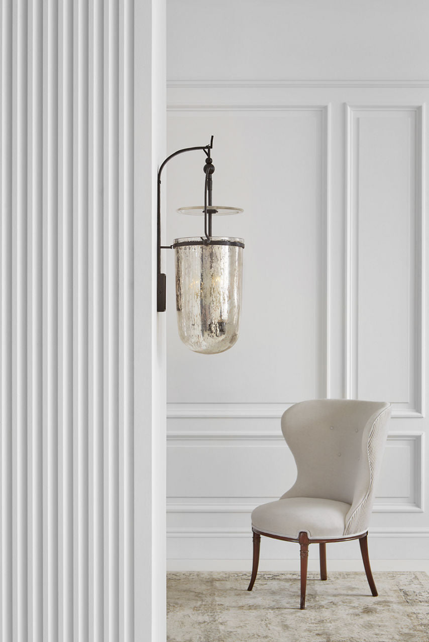 Lorford Medium Sconce | Aged Iron | Antiqued Mercury Glass