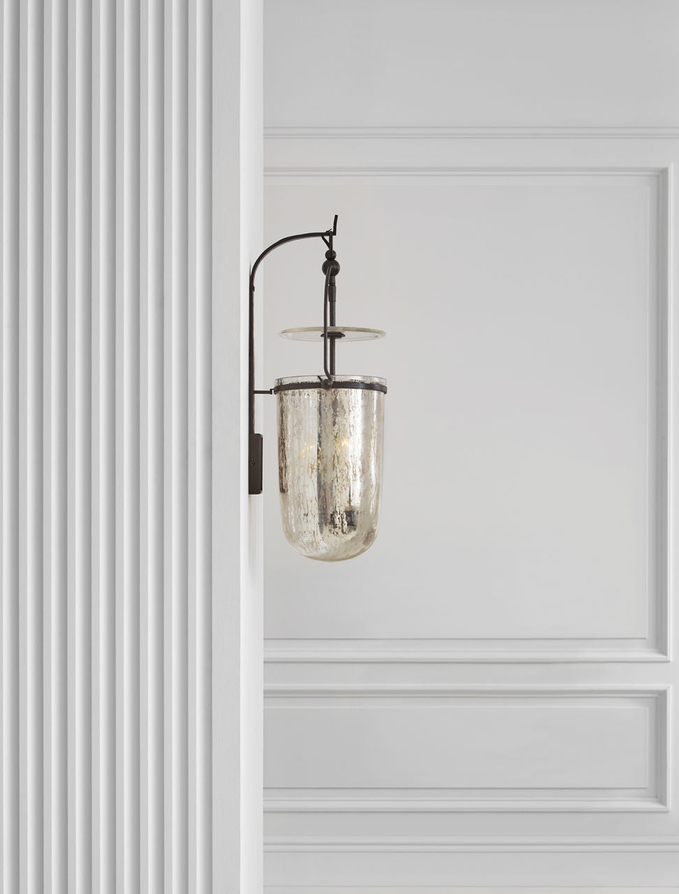 Lorford Medium Sconce | Aged Iron | Antiqued Mercury Glass