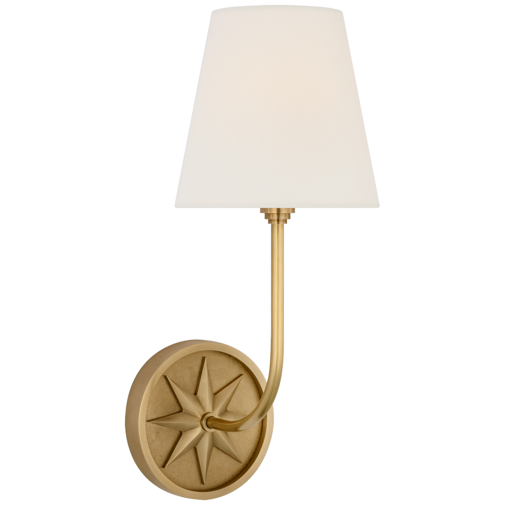 Polaris 15" Sconce | Antique-Burnished Brass | Linen Shade