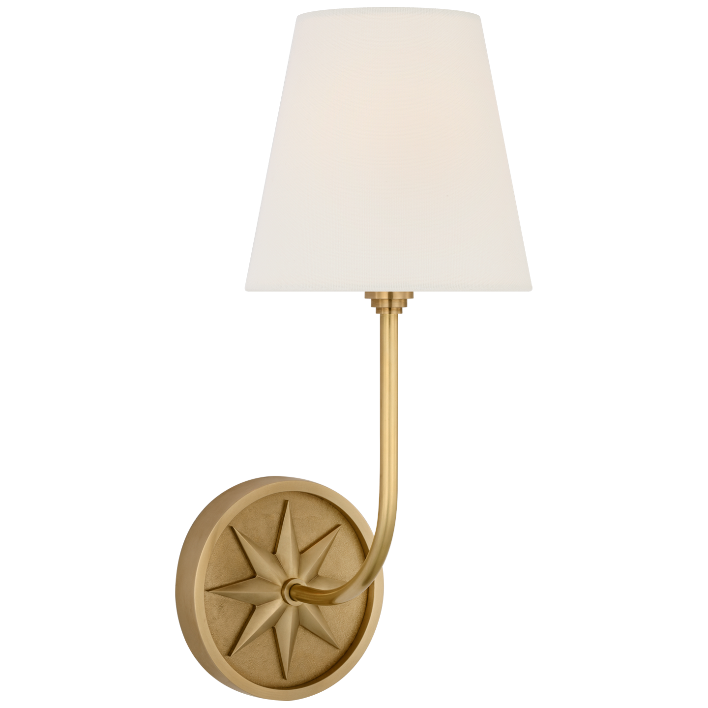 Polaris 15" Sconce | Antique-Burnished Brass | Linen Shade