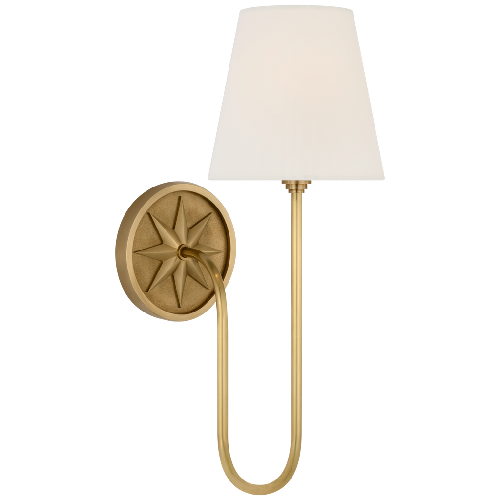 Polaris 17" Single Sconce | Antique-Burnished Brass | Linen Shade