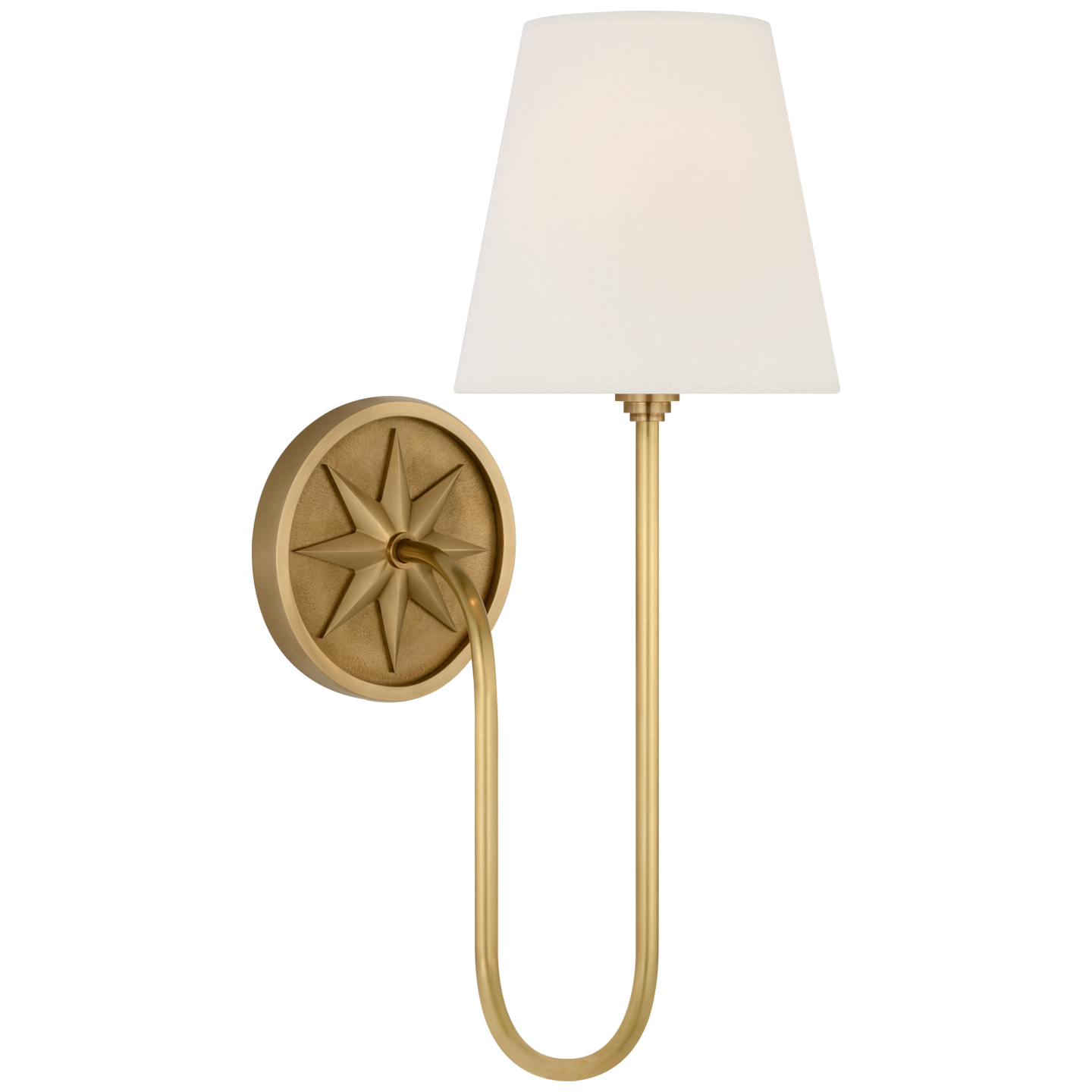 Polaris 17" Single Sconce | Antique-Burnished Brass | Linen Shade