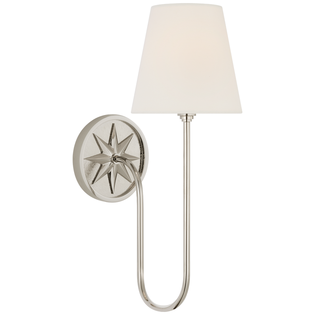 Polaris 17" Single Sconce | Polished Nickel | Linen Shade
