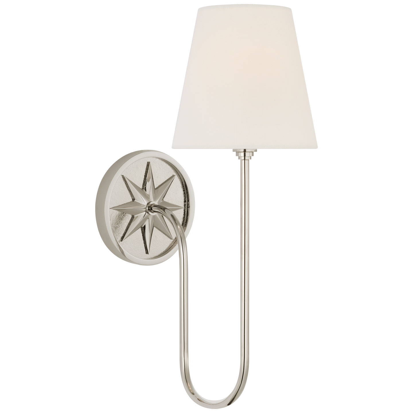 Polaris 17" Single Sconce | Polished Nickel | Linen Shade