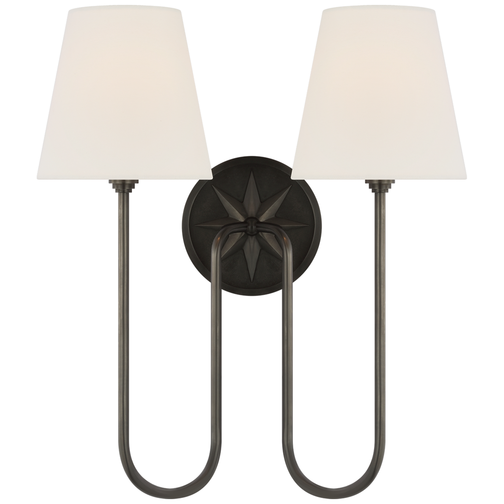 Polaris 17" Double Sconce | Bronze | Linen Shades