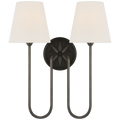 Polaris 17" Double Sconce | Bronze | Linen Shades
