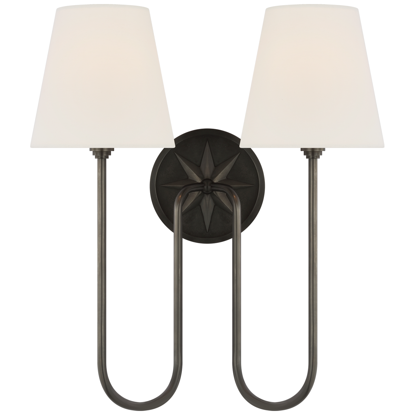 Polaris 17" Double Sconce | Bronze | Linen Shades