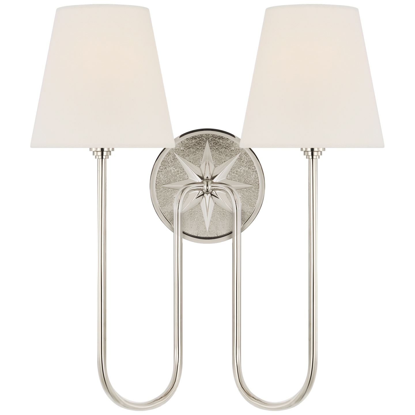 Polaris 17" Double Sconce | Polished Nickel | Linen Shades
