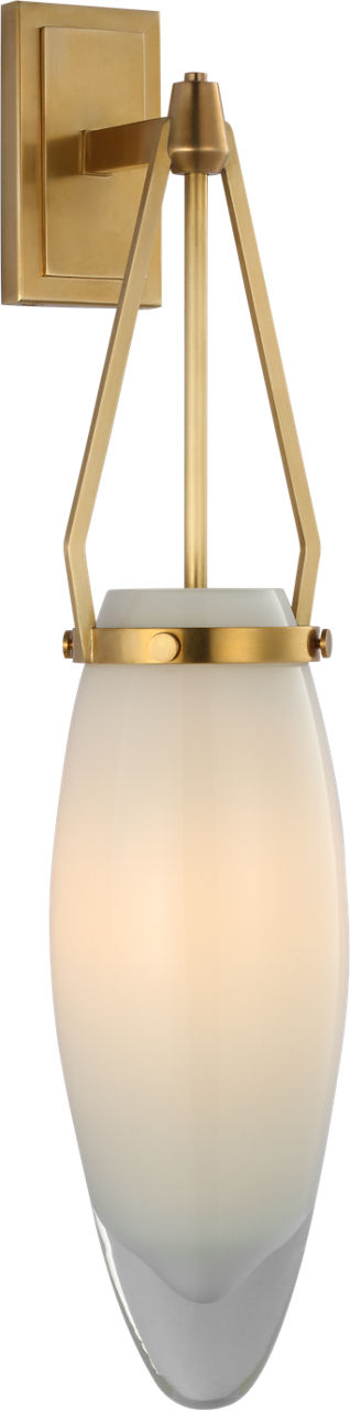 Myla Medium Bracketed Sconce | Antique-Burnished Brass | White Glass