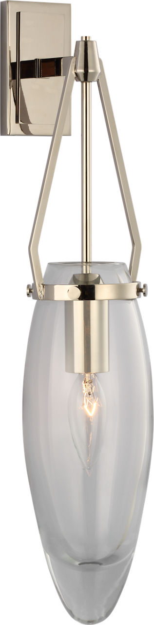 Myla Medium Bracketed Sconce | Polished Nickel | Clear Glass
