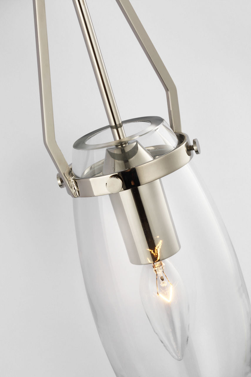 Myla Medium Bracketed Sconce | Polished Nickel | Clear Glass