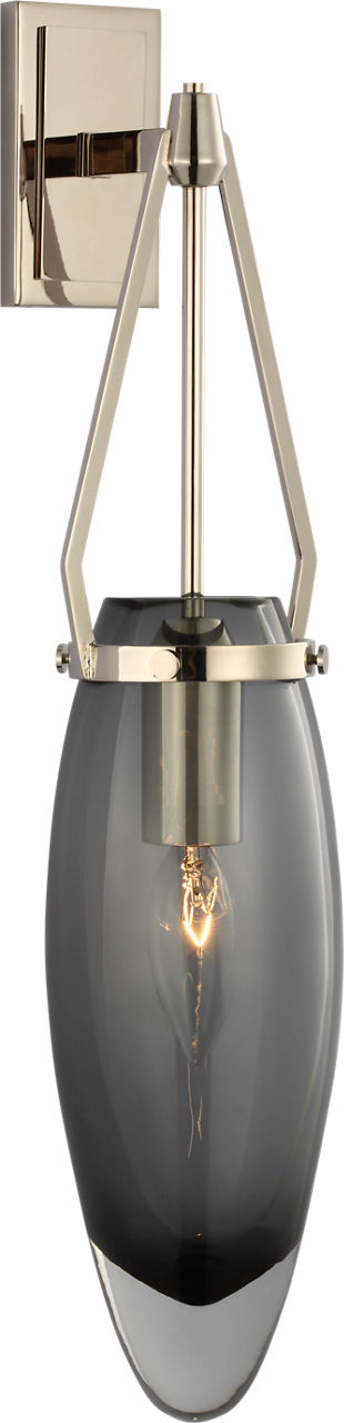 Myla Medium Bracketed Sconce | Polished Nickel | Smoked Glass