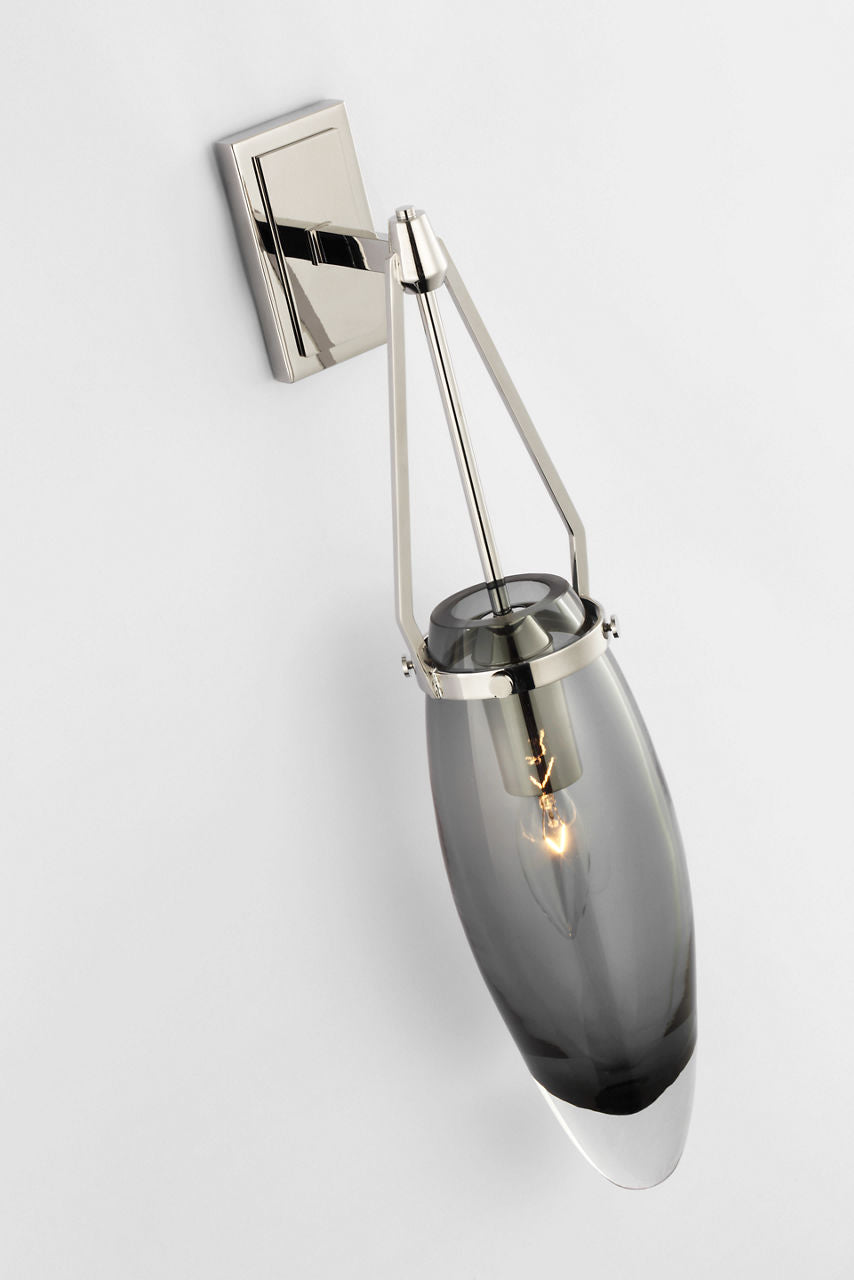 Myla Medium Bracketed Sconce | Polished Nickel | Smoked Glass