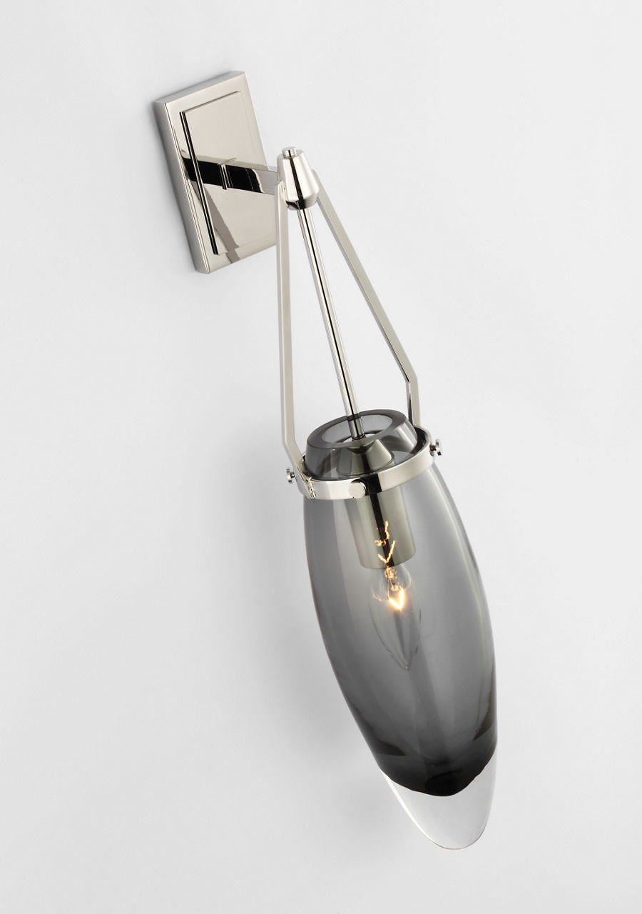 Myla Medium Bracketed Sconce | Polished Nickel | Smoked Glass