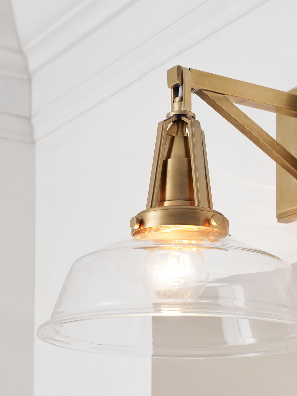 Layton 10" Sconce | Antique-Burnished Brass | Clear Glass